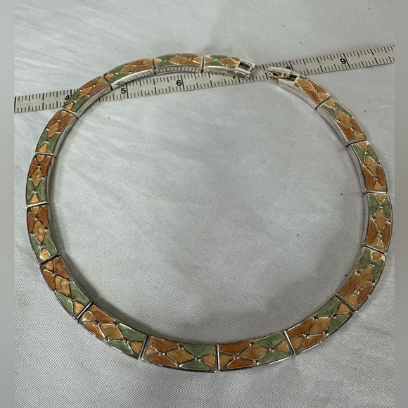 Older enameled collar style necklace - Picture 1 of 4